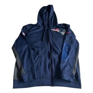 New England Patriots Hoodie Mens Large Blue NFL Football Nike Therma Fit